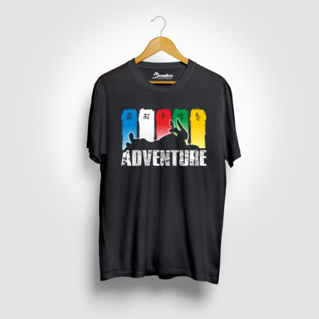 Adventure Black Color Graphic Printed T-shirt
