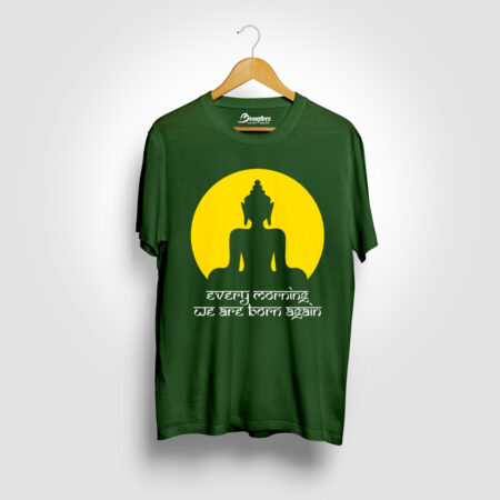 Buddha 2 Bottle Green Color Bengali Graphic Printed T-shirt