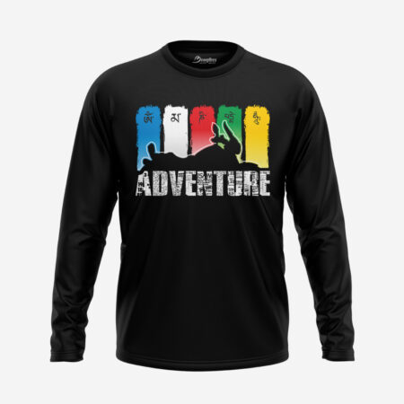 Adventure Black Color Full Sleeve Bengali Graphic Printed T-shirt