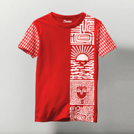 1 Designer Graphic Printed Red Color T-shirt Crafted With Gamcha