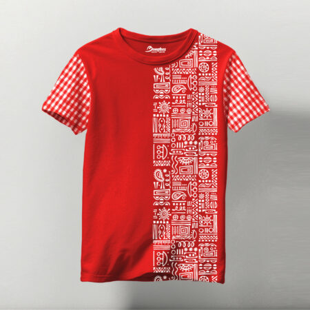 2 Designer Graphic Printed Red Color T-shirt Crafted With Gamcha
