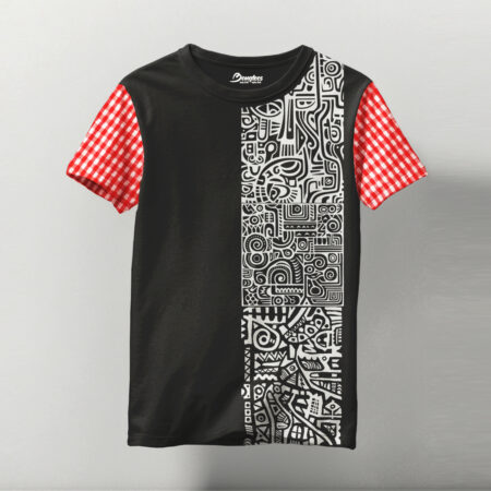 2 Designer Graphic Printed Black Color T-shirt Crafted With Gamcha