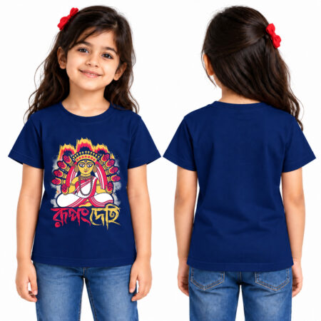 Rupang Dehi Navy Blue Color Cotton Round Neck T shirt